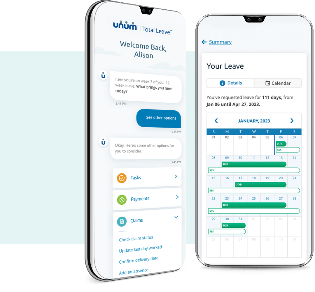 Leave calendar view on mobile