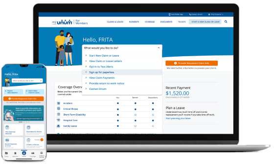 Screenshot on laptop and mobile.