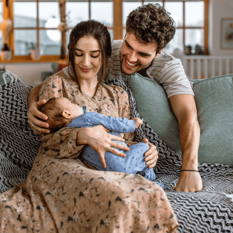 Family on couch